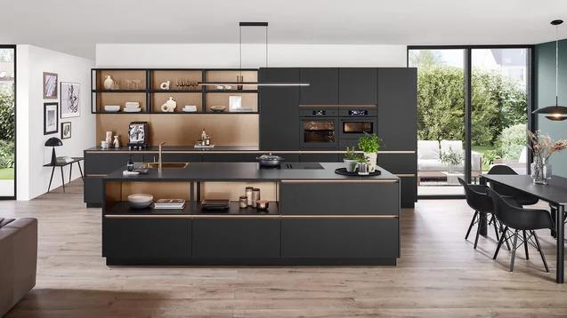 Elegante dunkle Nobilia Designküche